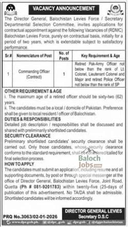 Balochistan Levies Force Jobs 2026 1 Balochistan Levies Force Jobs 2026 Official Advertisement