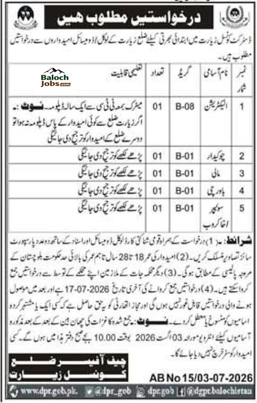 District Council Ziarat Jobs 2026 1 District Council Ziarat Jobs 2026 Advertisement