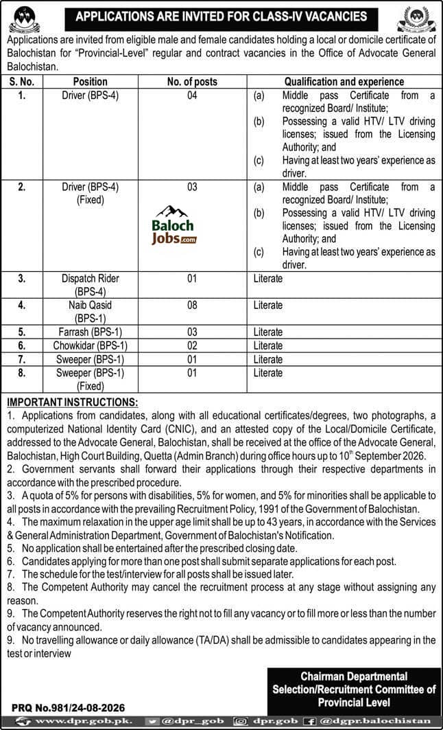 Advocate General Balochistan Jobs 2026 1 Advocate General Balochistan Jobs 2026 Official Advertisement