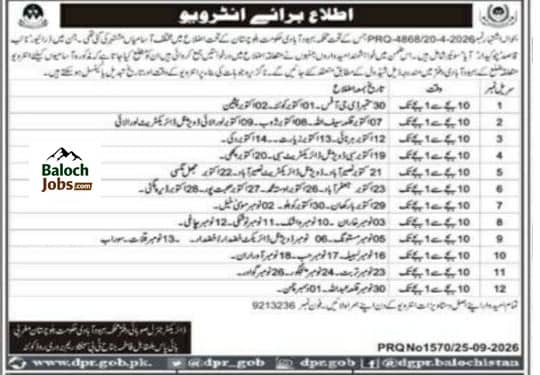 Population Welfare Department Balochistan Test Interview Schedule 2026 1 Population Welfare Department Balochistan Test Interview Schedule 2026 Advertisement